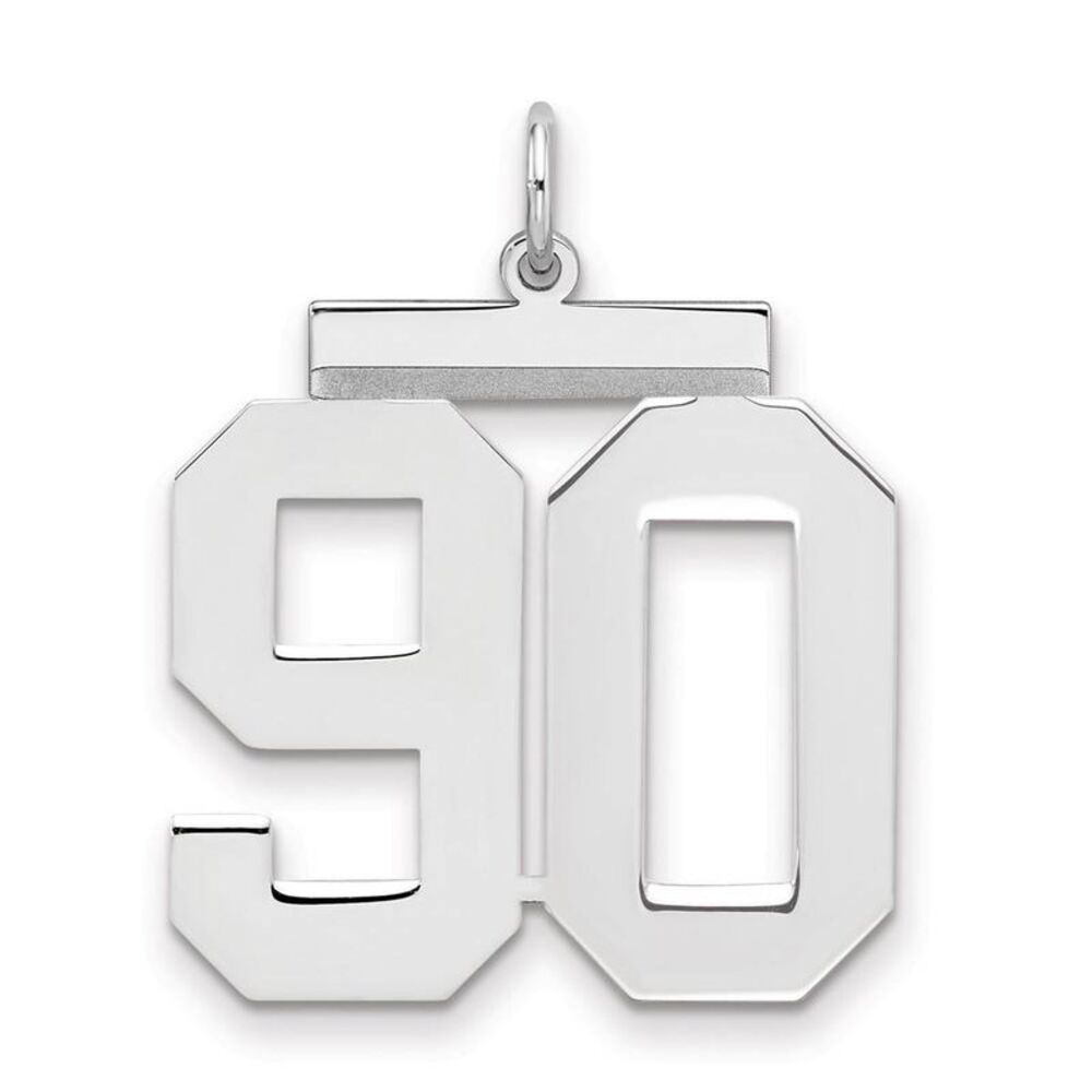 Sterling Silver, Athletic Collection, Large Polished Number 90 Pendant